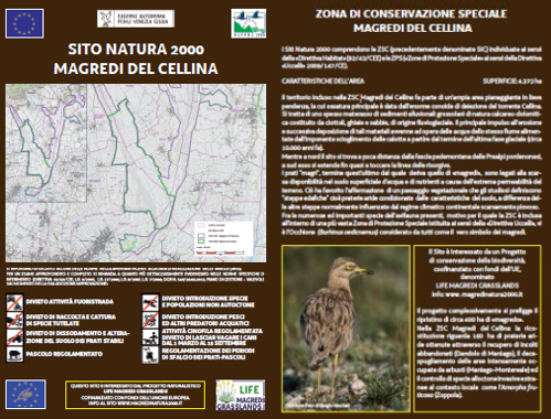 Tabelle da collocare presso i siti Natura 2000 oggetto degli interventi